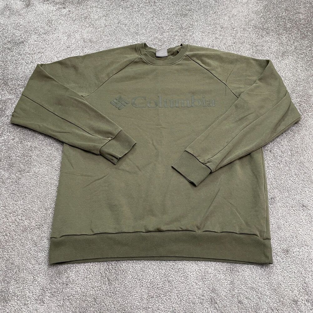 Columbia Pullover Sweatshirt Mens Medium Green Crew Neck Graphic Casual Outdoor
